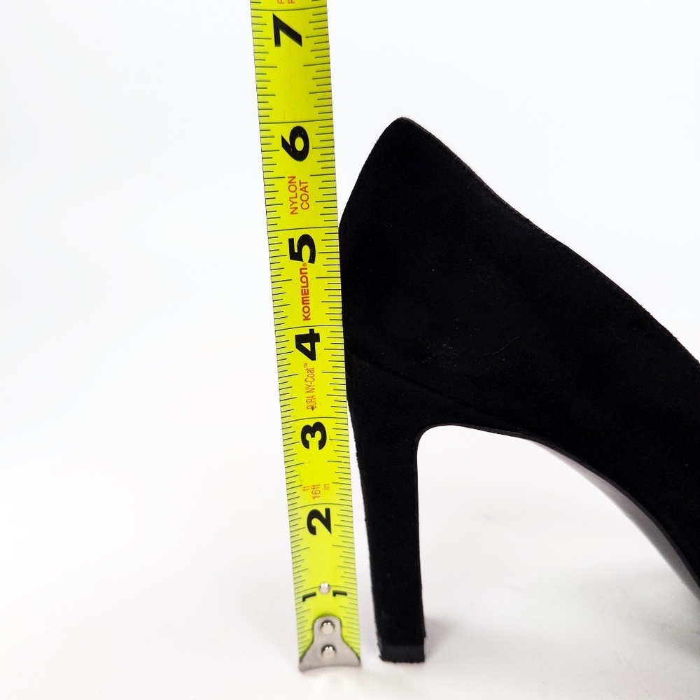 Italian Black Suede Square Toe Pumps Classic Career Heels Ellen Tracy 8.5 - Picture 7 of 8